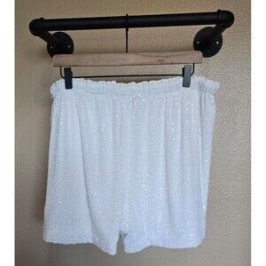 TRINA TURK SWIM White ldol Sequin Cover-Up Shorts With Pockets size XL